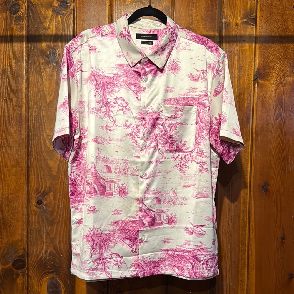Urban Outfitters Pink and Cream Casual Button Down Shirt